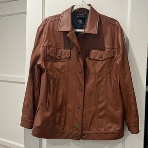 Brown Fake Leather Jacket